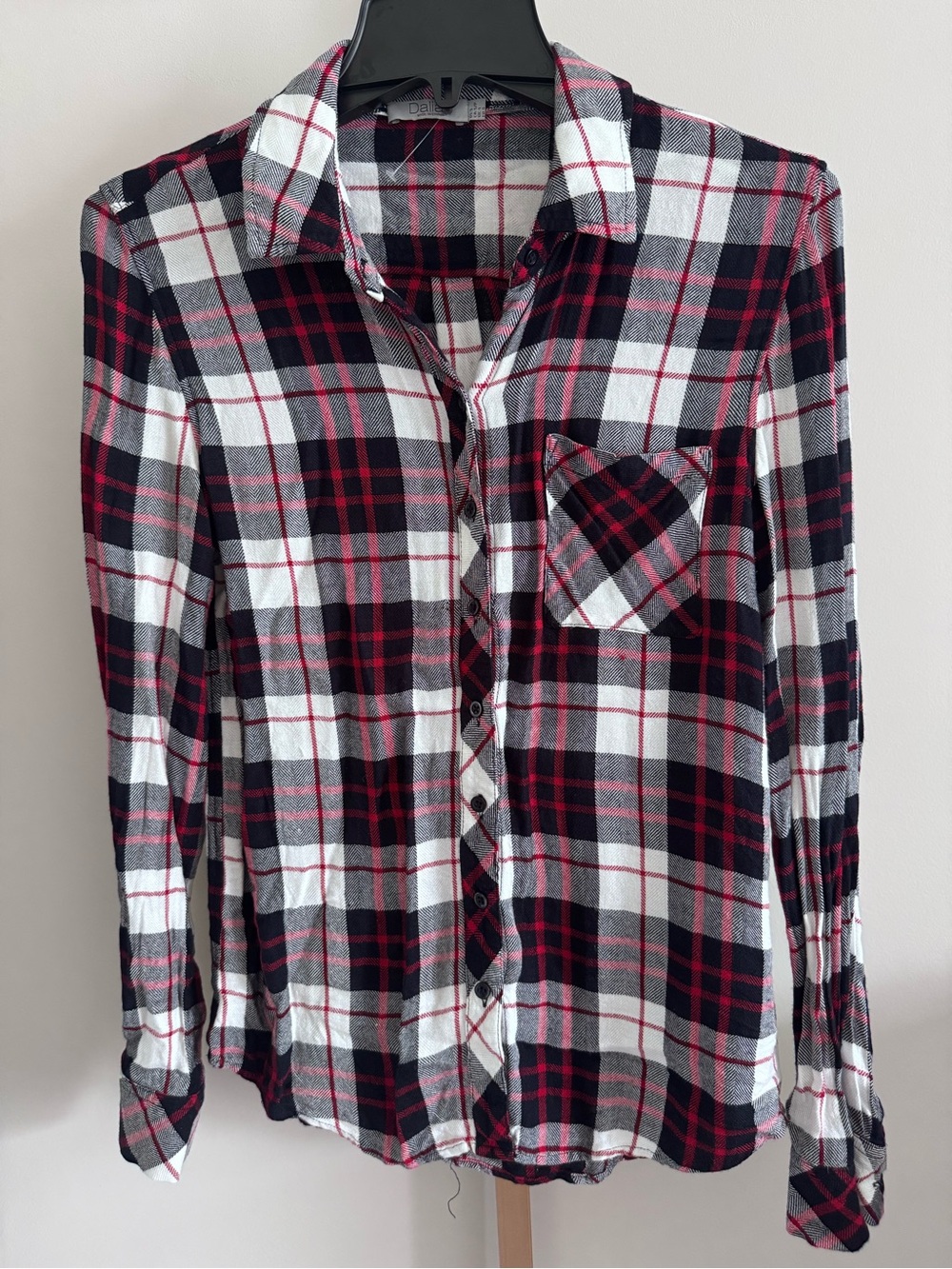 Dalia Plaid Shirt in Black, White and Red